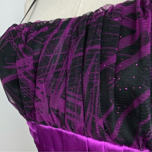 NWT Purple Black Mesh Babydoll Dress Whimsigoth Y2K Tie Waist Vamp Fairy Grunge - Picture 8 of 14